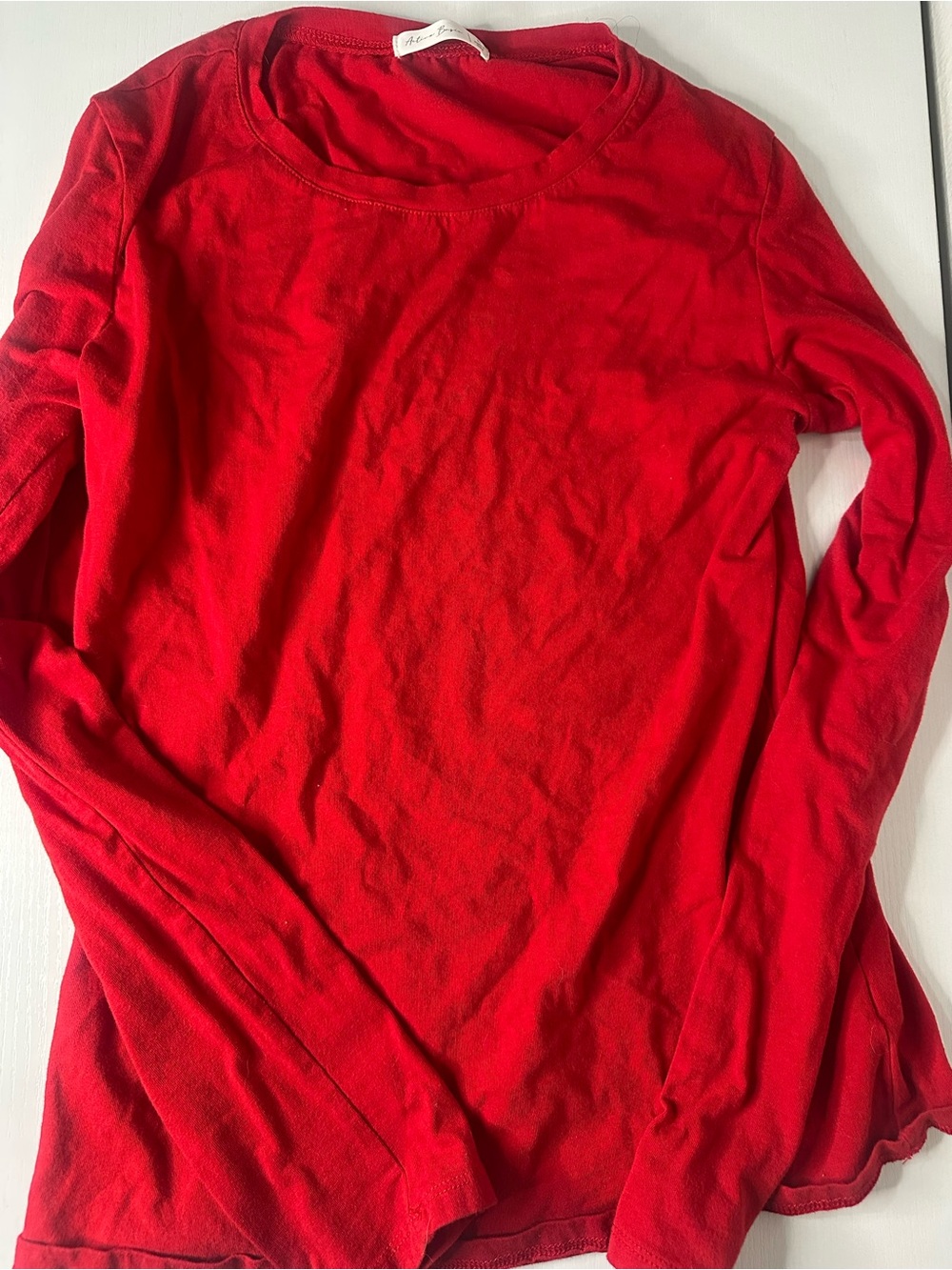 Active Basic Red Long Sleeve Crewneck Tee